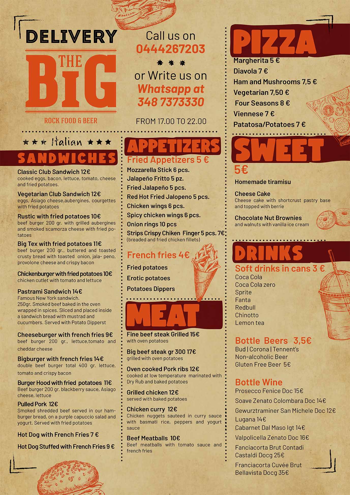English Menu - The Big